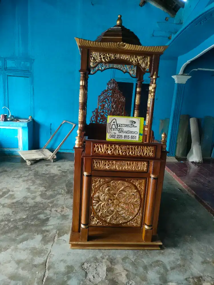 Mimbar masjid kuba ukiran terbaru full kayu jati