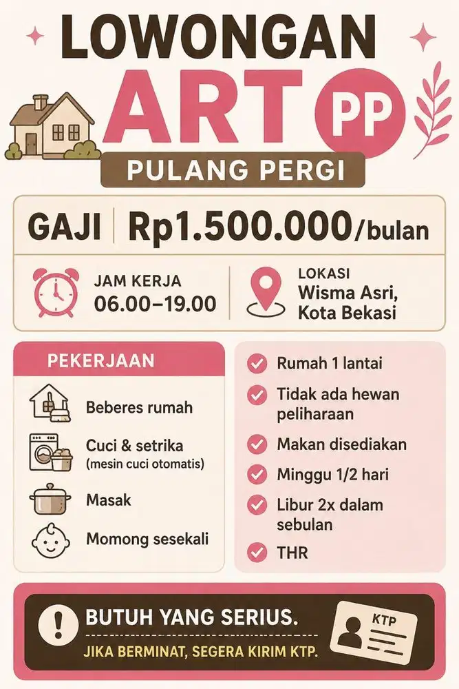Lowongan ART PP (Bekasi Utara)