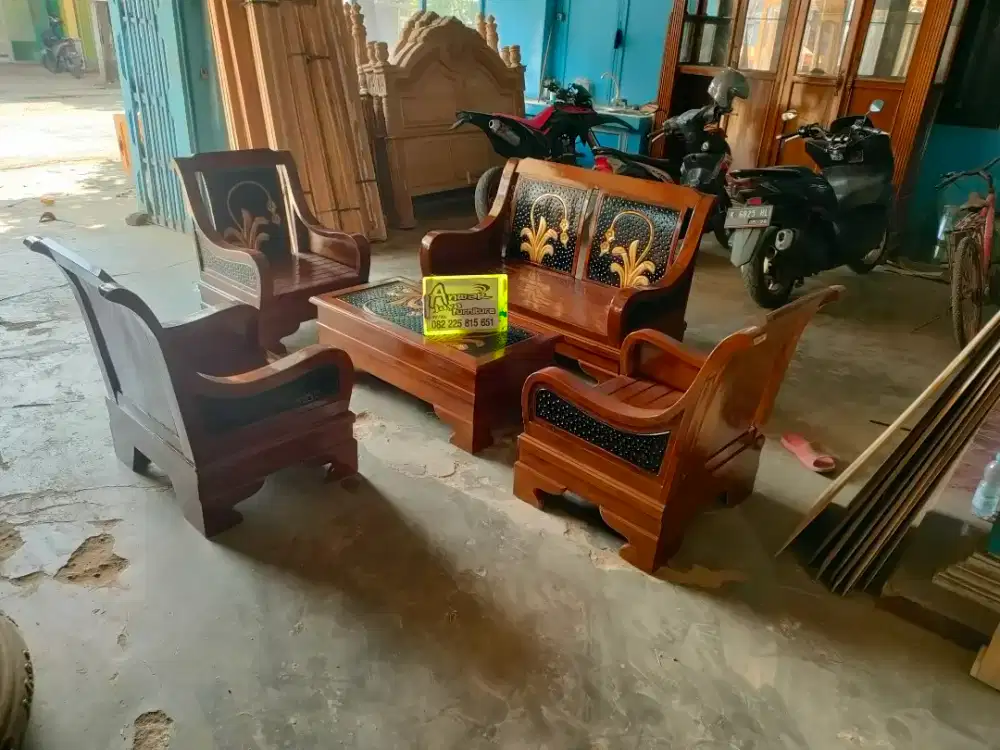Kursi tamu minimalis semut new full kayu jati