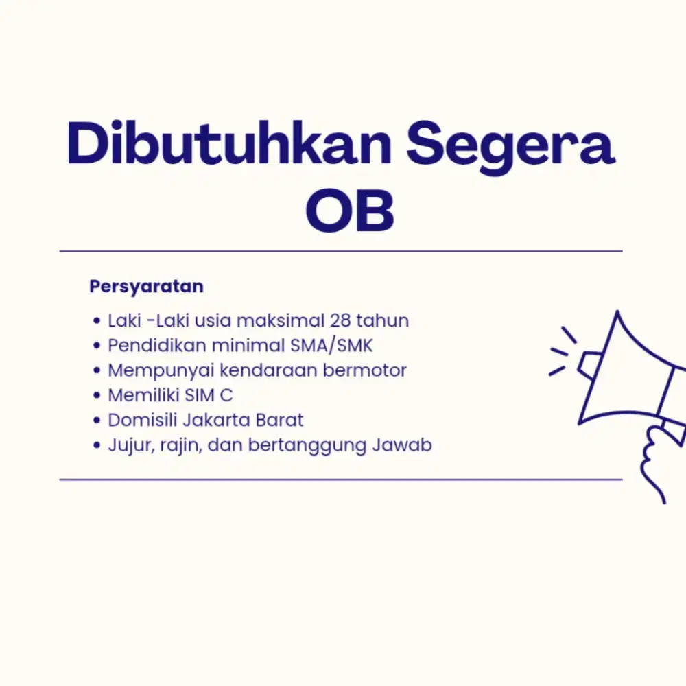 Dibutuhkan segera OB