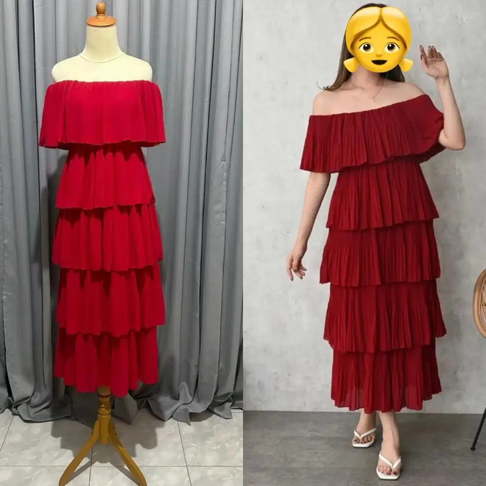 Dress Pesta Maroon LD 120 cm