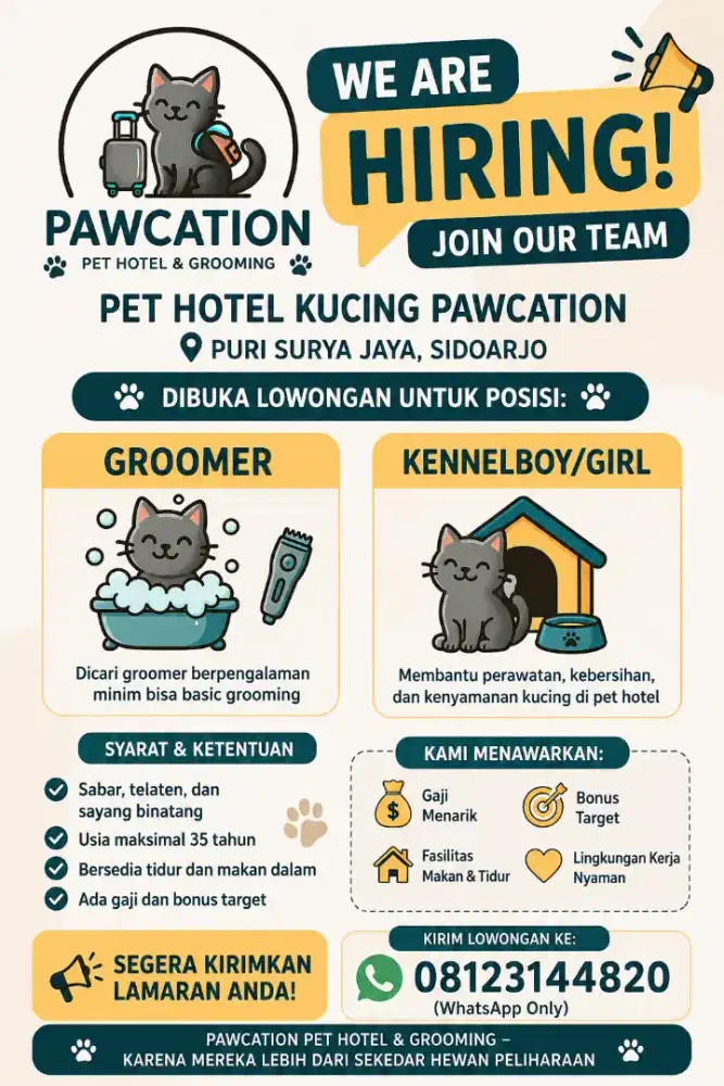 Dicari groomer dan kennel