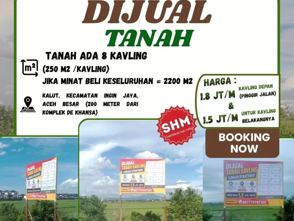 Dijual Tanah Kavling SHM di Kalut Ingin Jaya Aceh Besar, Mulai Rp1,5 Juta/m²