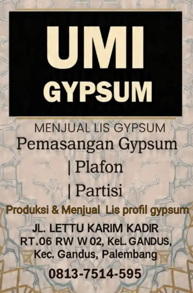 LIS PROFIL GYPSUM , PLAFON & PARTISI  ( UMI GYPSUM )