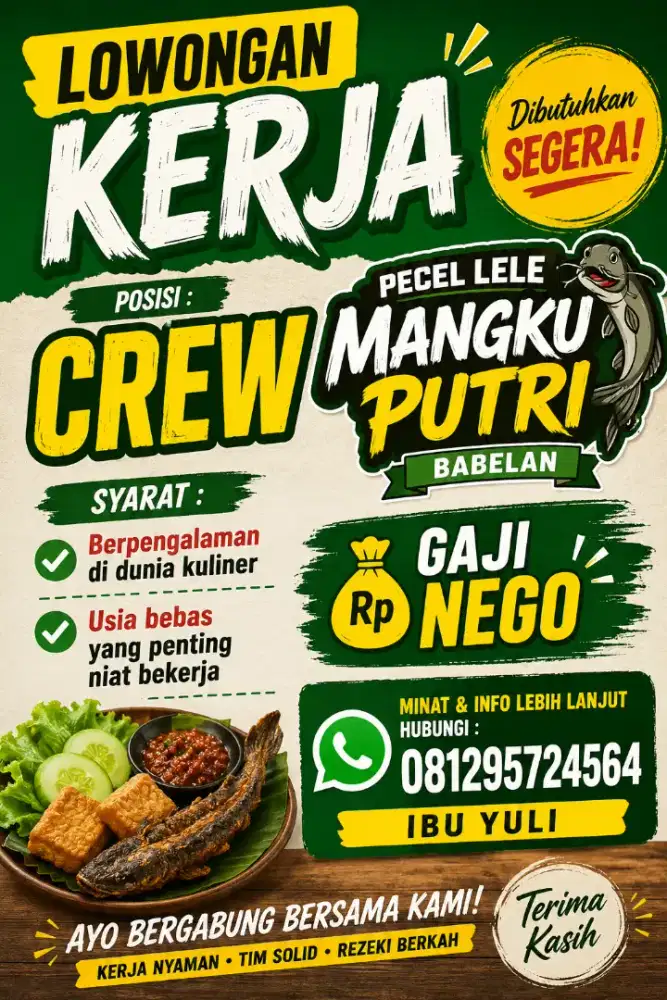 Lowongan kerja pecel lele mangkuputri