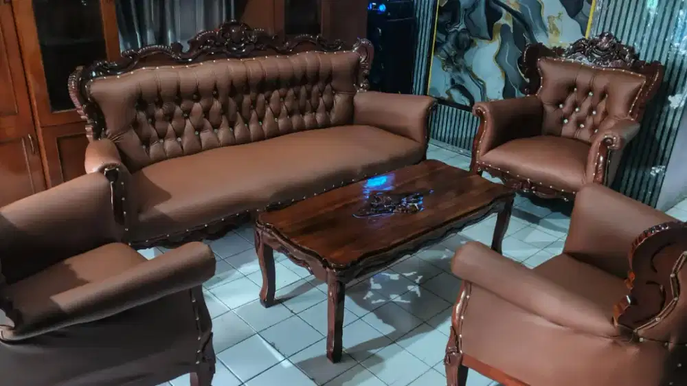 Kursi jati set coklat