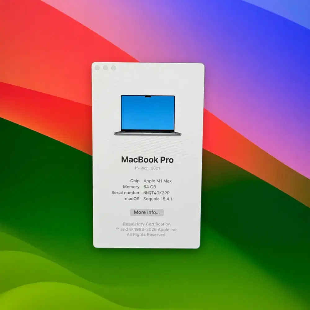 Macbook M1 Pro Max 16 Inch Ram 64 Ssd 1 Tb full set buat kerja berat