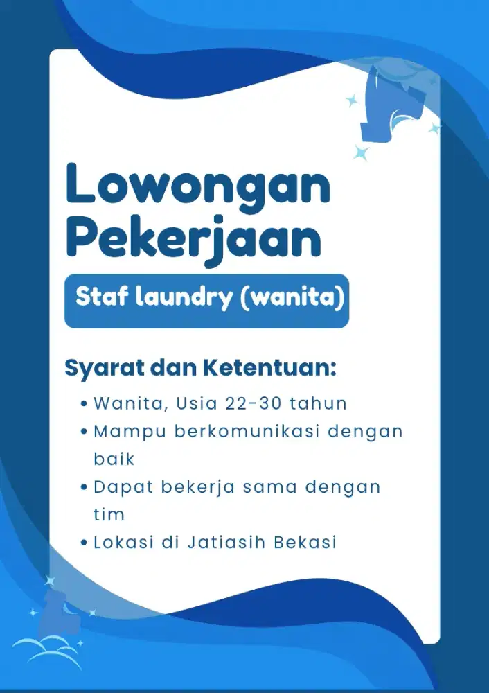 Dibutuhkan Staf Laundry