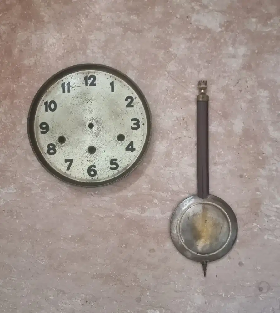 Spareparts Dial Plat Jam dan Pendukum Jam Dinding Wesminster Antik