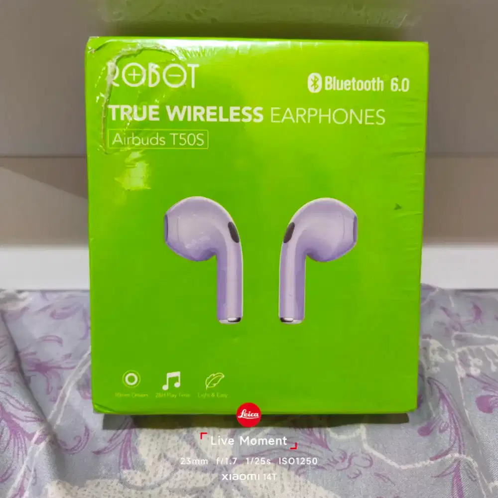 Robot Airbuds T50S Earphone Bluetooth TWS Robot T50S Ungu Garansi Resm