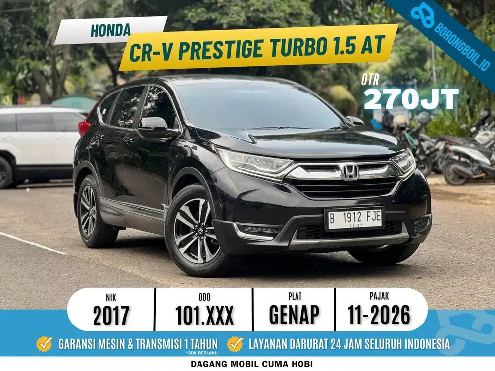 ISTIMEWA CRV PRESTIGE TURBO 1.5 AT 2017 HITAM SIAP PAKAI
