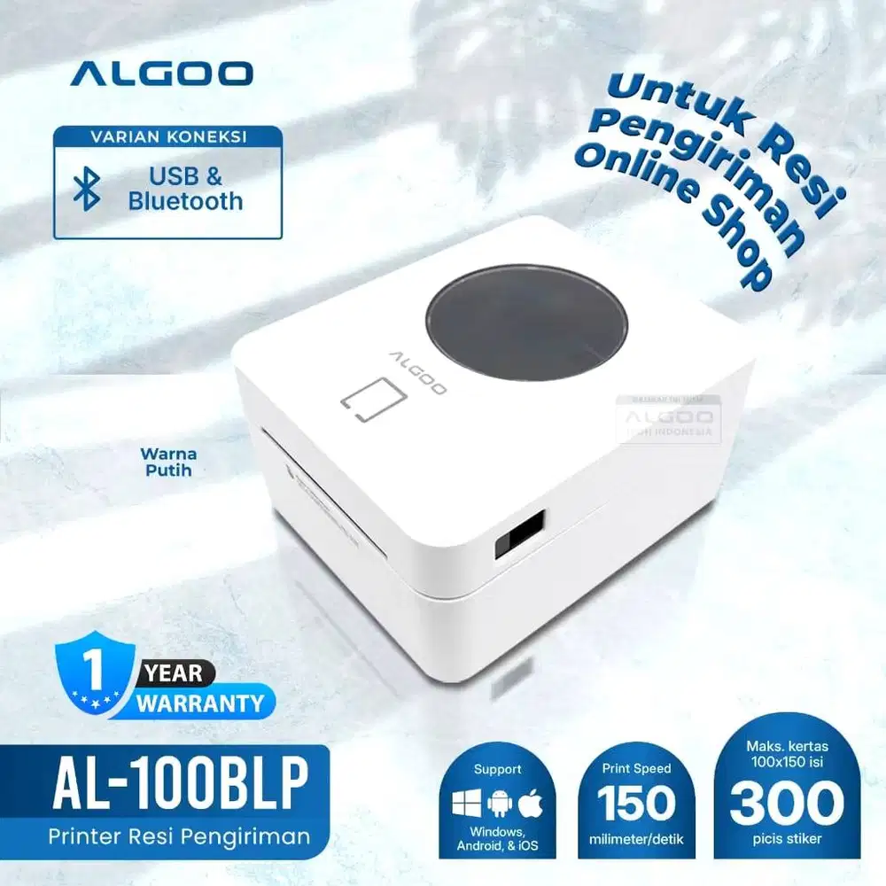 ALGOO AL-100BLP Printer Thermal Sticker Bluetooth Tanpa Tinta