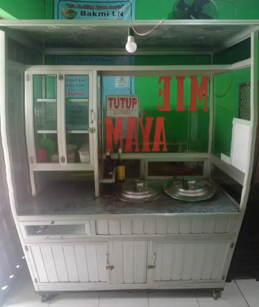 Gerobak stainless mie ayam bakso 2 tungku