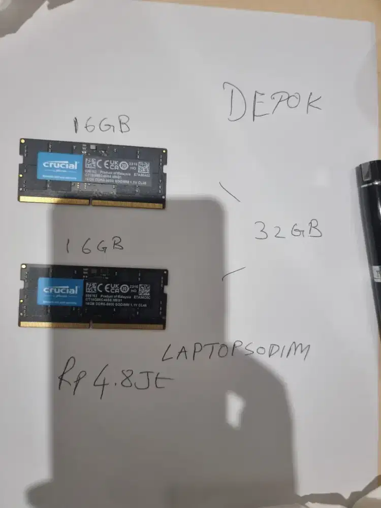 32GB [16GBx2] Crucial DDR5 5600mhz SODIMM Depok