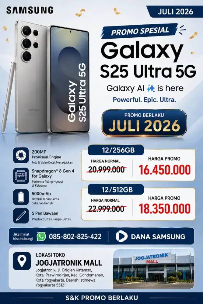 CASHBACK TERMURAH! SAMSUNG S25 ULTRA GARANSI SEIN 1TAHUN