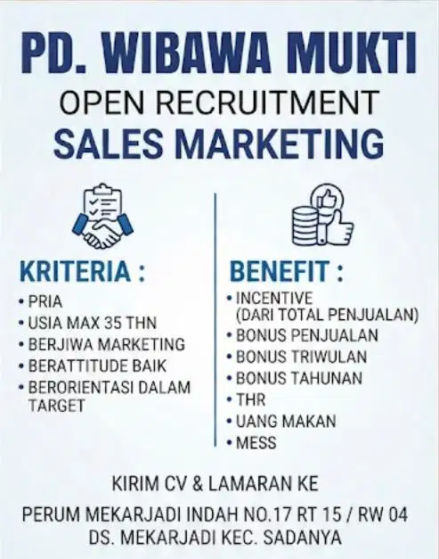 Lowongan Kerja Sales Marketing