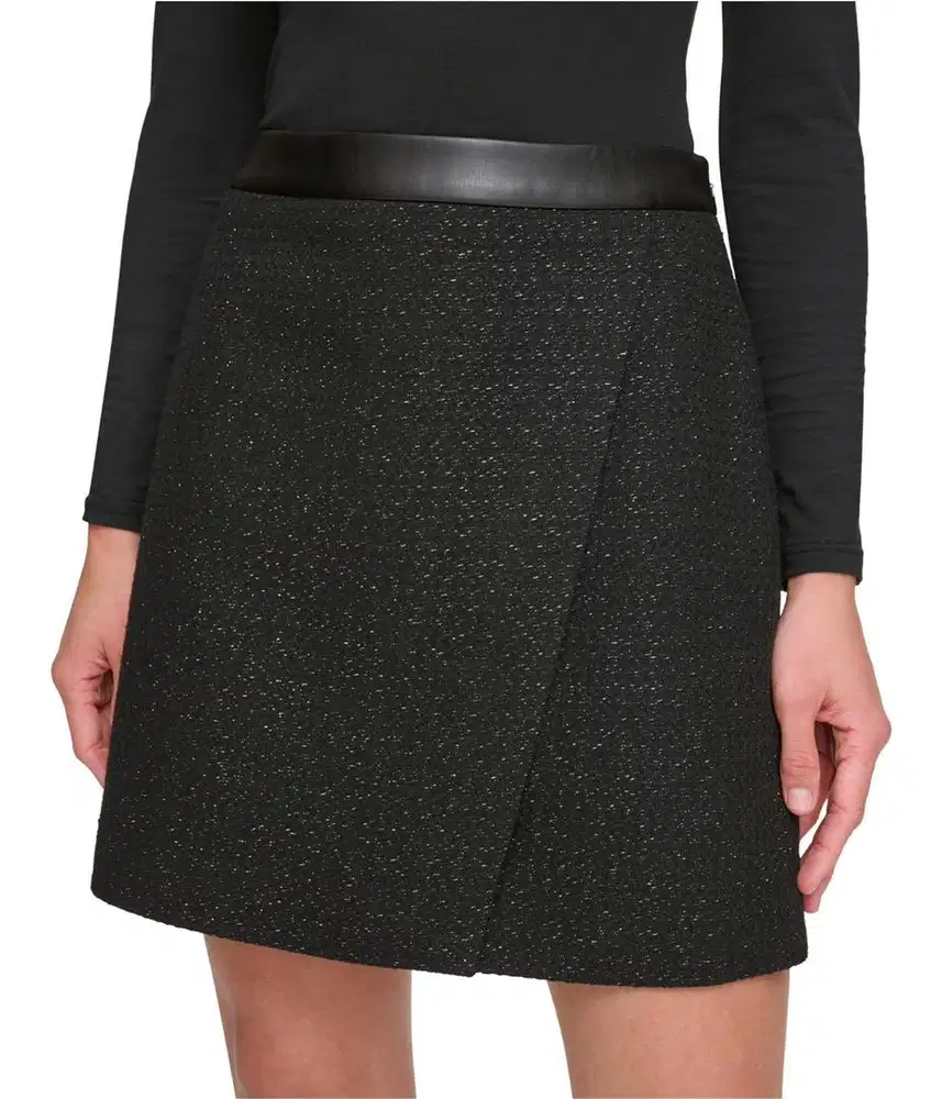 DKNY ORI NEW SKIRT TARTAN MIX LEATHER