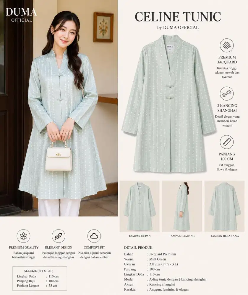 DUMA OFFICIAL EKSKLUSIVE KANCING CHEONGSAM TOSCA JAQGUARD