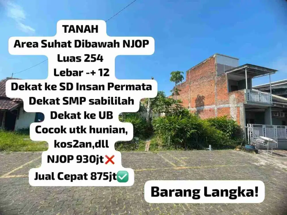 Tanah Area Suhat Dibawah NJOP