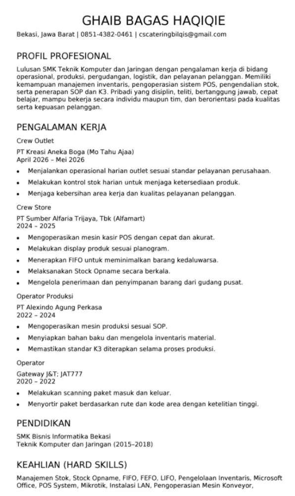 Info lowongan pekerjaan pak