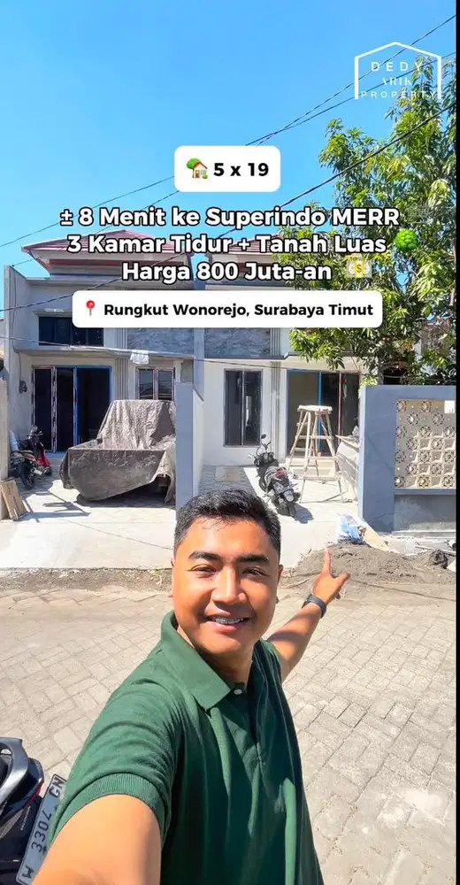 Rumah Baru 3 Kamar Tidur Tanah Luas Rungkut Wonorejo Dekat MERR SHM