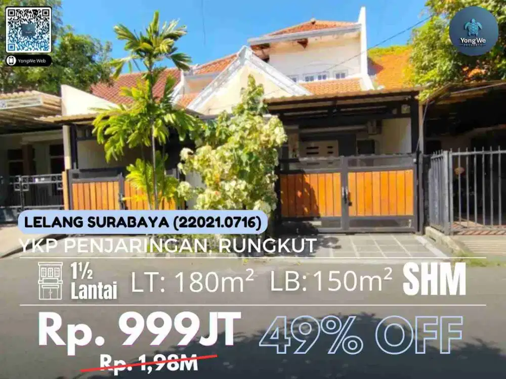 0716 Jual Lelang Rumah 1½ Lantai Penjaringan Surabaya Rungkut