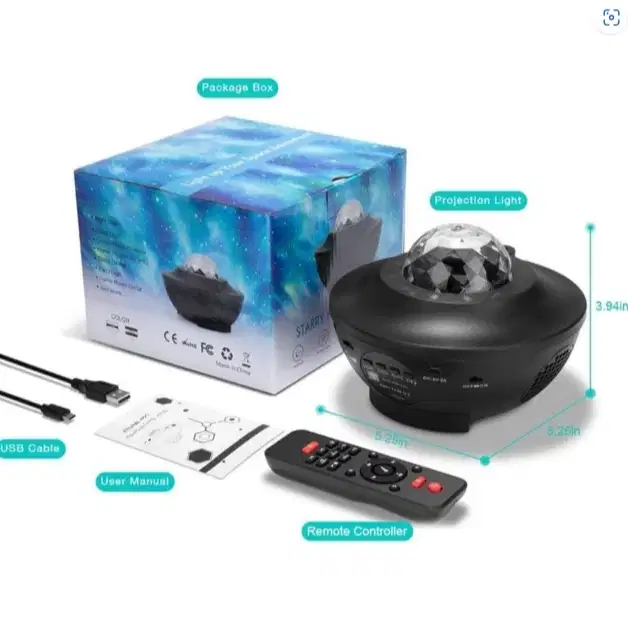 LAMPU TIDUR PROYEKTOR AURORA GALAXY LAMP RGB 16 WARNA BLUETOOTH SPEAKE