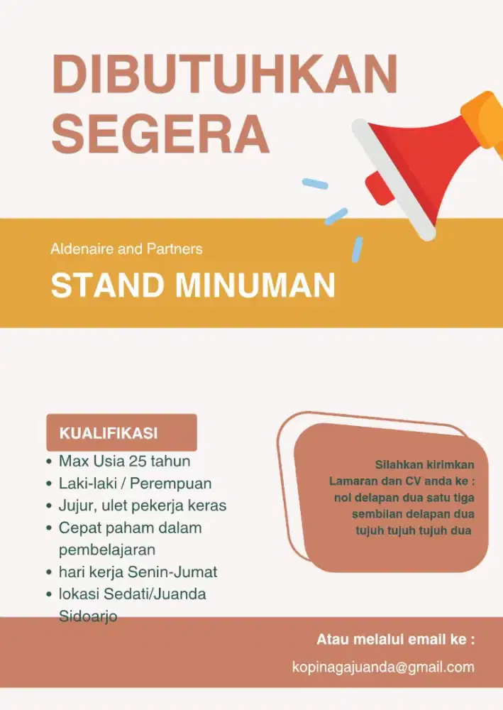 Pegawai/barista stand minuman/kopi