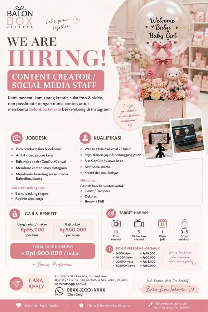 LOWONGAN KERJA CONTENT CREATOR / SOCIAL MEDIA