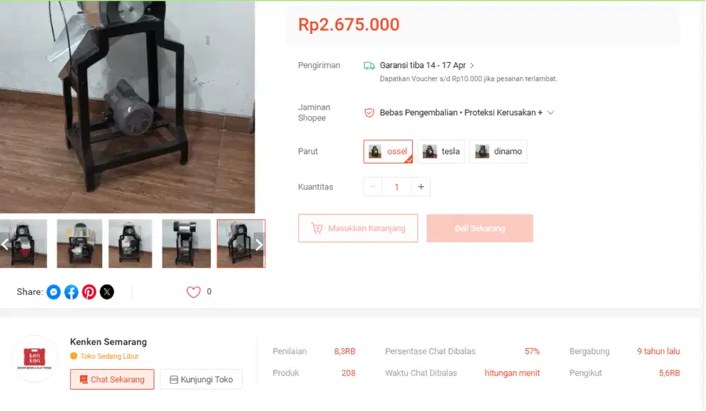 Mesin Parut Kelapa, Beli dari baru belom pernah dipakai sama sekali
