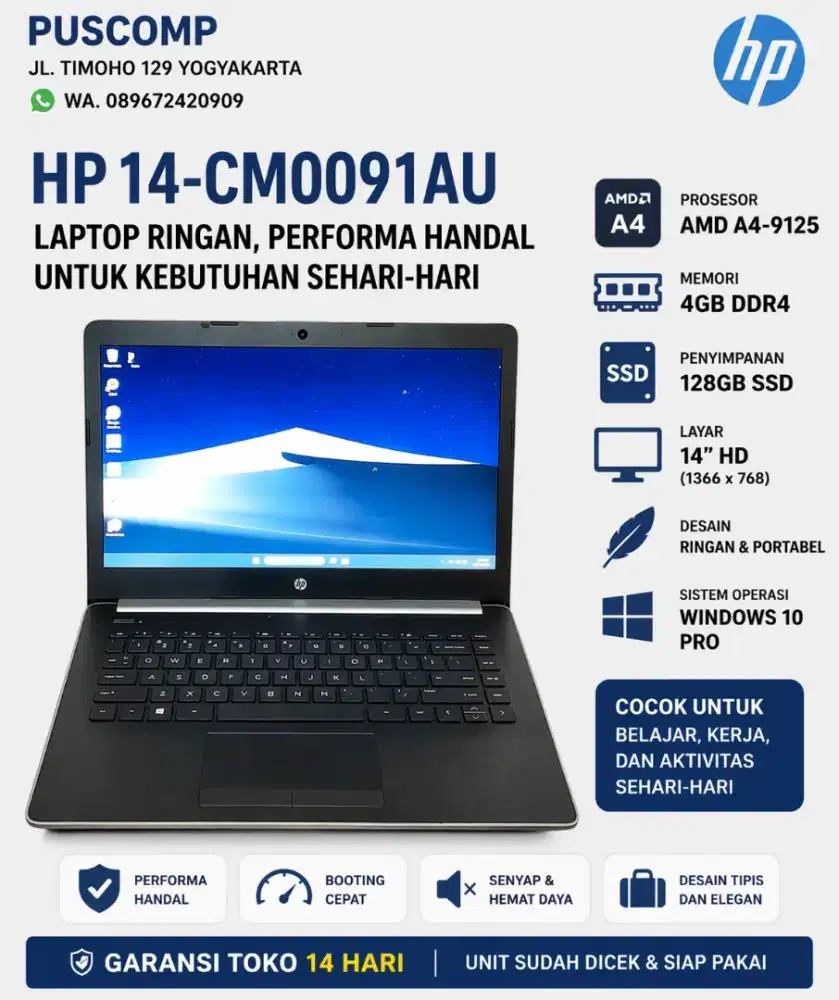 Laptop HP14-Cm0091au Ssd