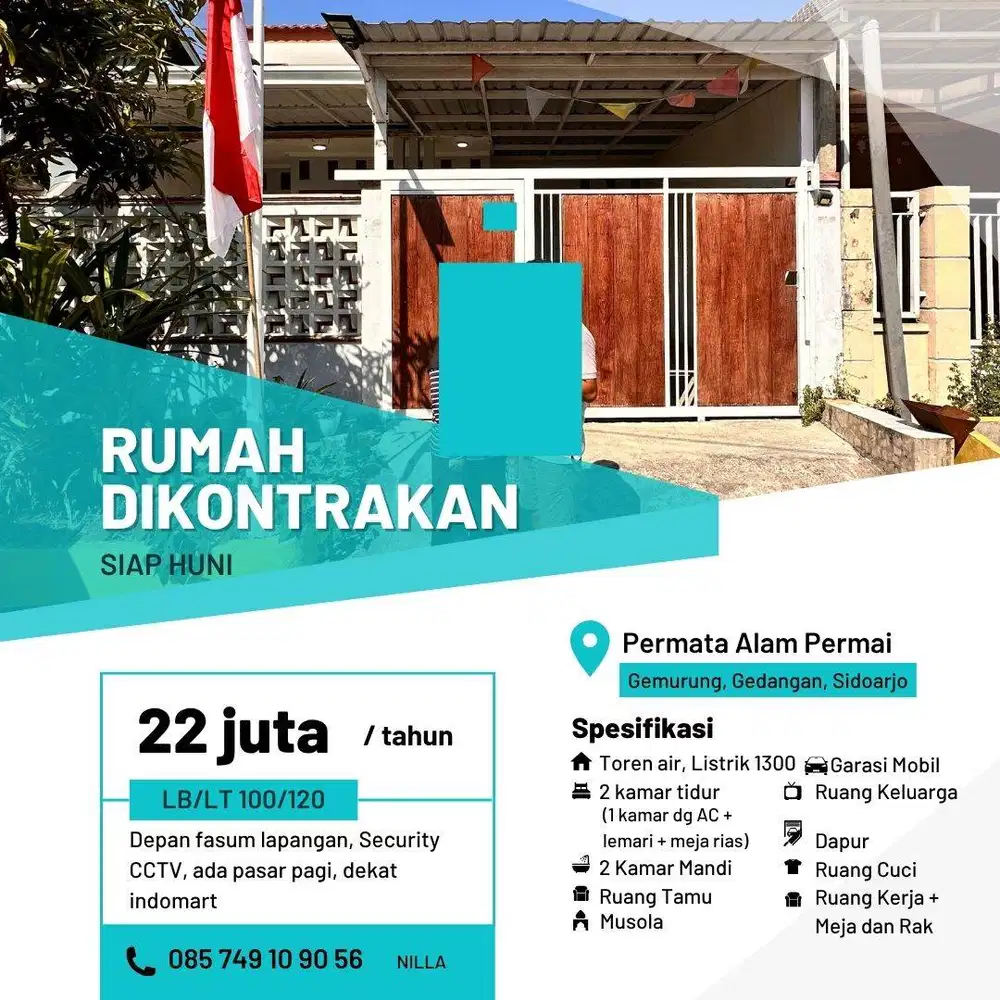 DISEWAKAN RUMAH SEMI-FURNISHED LOKASI STRATEGIS
