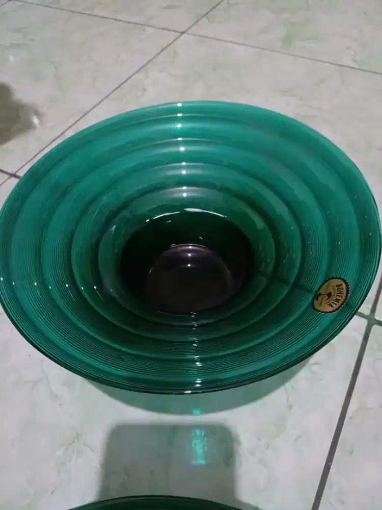 Mangkok BOHEMIAMangkuk Kaca Vintage Bohemia Emerald Green Art Glass
