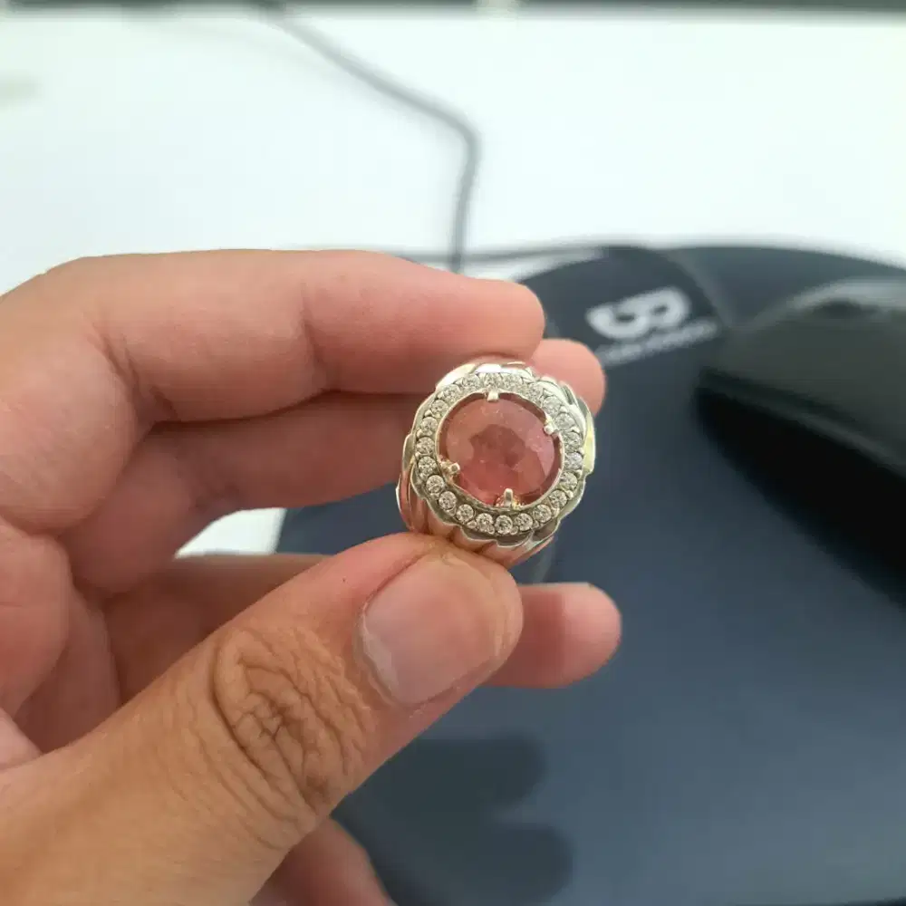 Cincin perak 925 silver padparadscha sapphire safir zamrud ruby ceylon