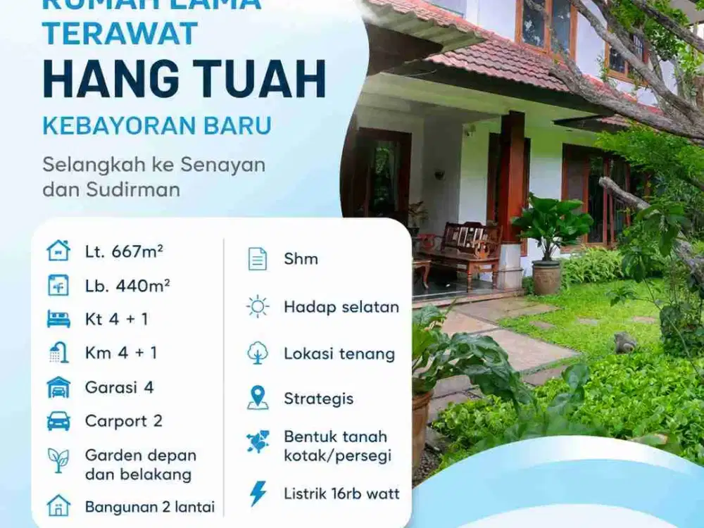 Dijual rumah lama terawat Hang Tuah Kebayoran Baru, selangkah ke senayan dan Sudirman