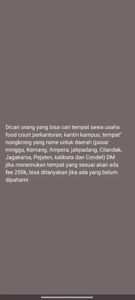 Jasa mencari tempat sewa usaha