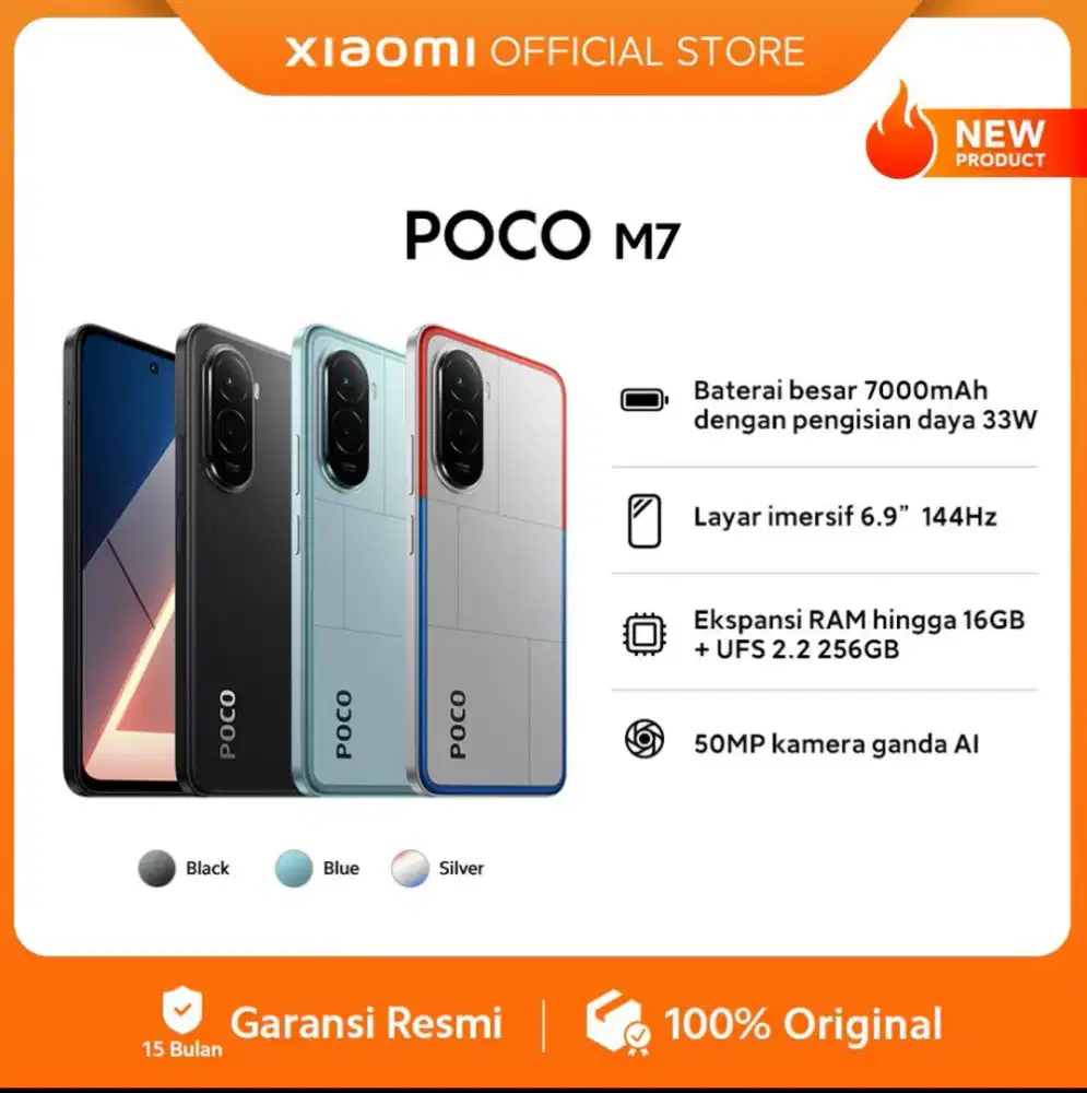 XIAOMI POCO M7 RAM 8/256 GB, NEW, SEGEL, BNIB, GARANSI RESMI XIAOMI