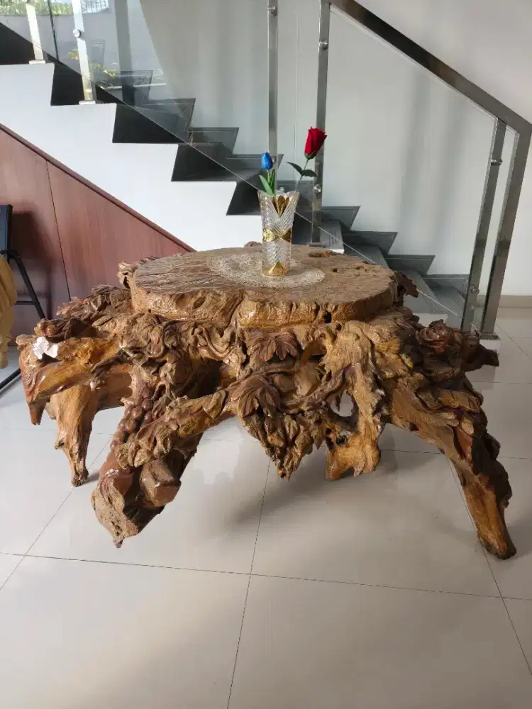 Meja Akar Kayu Jati Diamter Sekitar 150 cm30