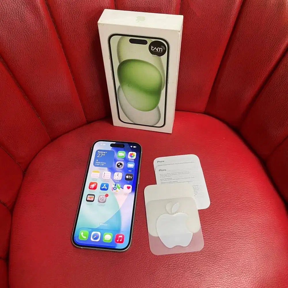 iPhone 15 256gb Green iBox PA/A Mulus Like New Fullset Original