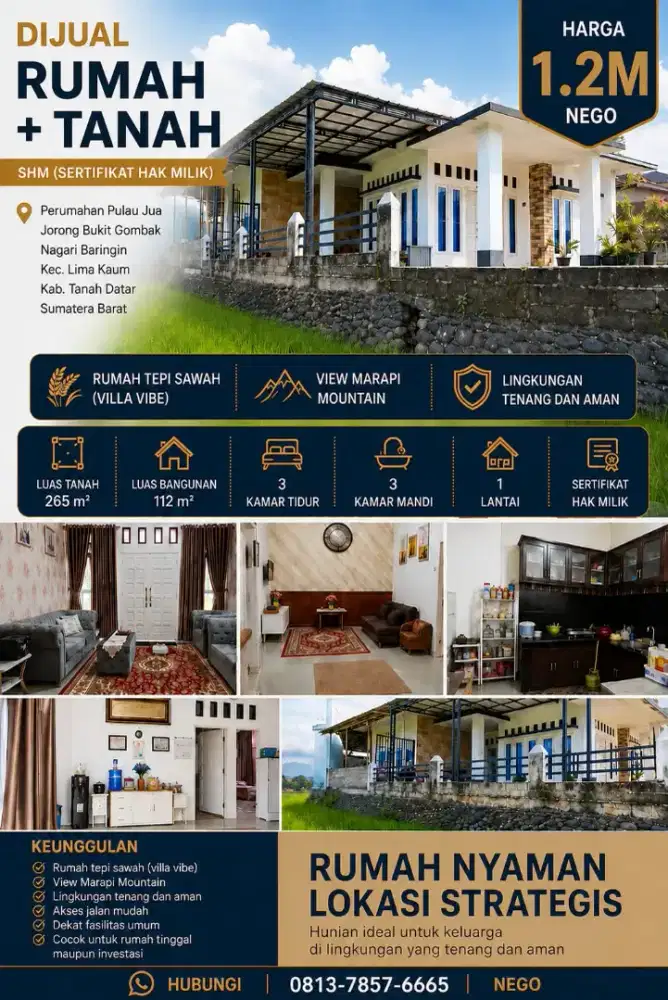DIJUAL RUMAH DENGAN VILLA VIBE DAN MOUNTAIN VIEW BATUSANGKAR