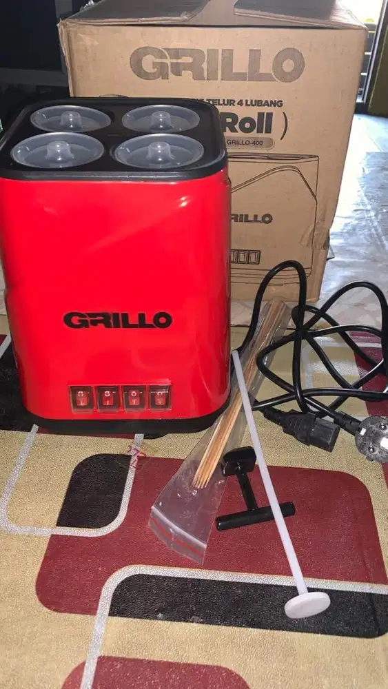 Mesin Sostel GRILLO 4 Lubang Egg Roll Maker Elektrik Mulus