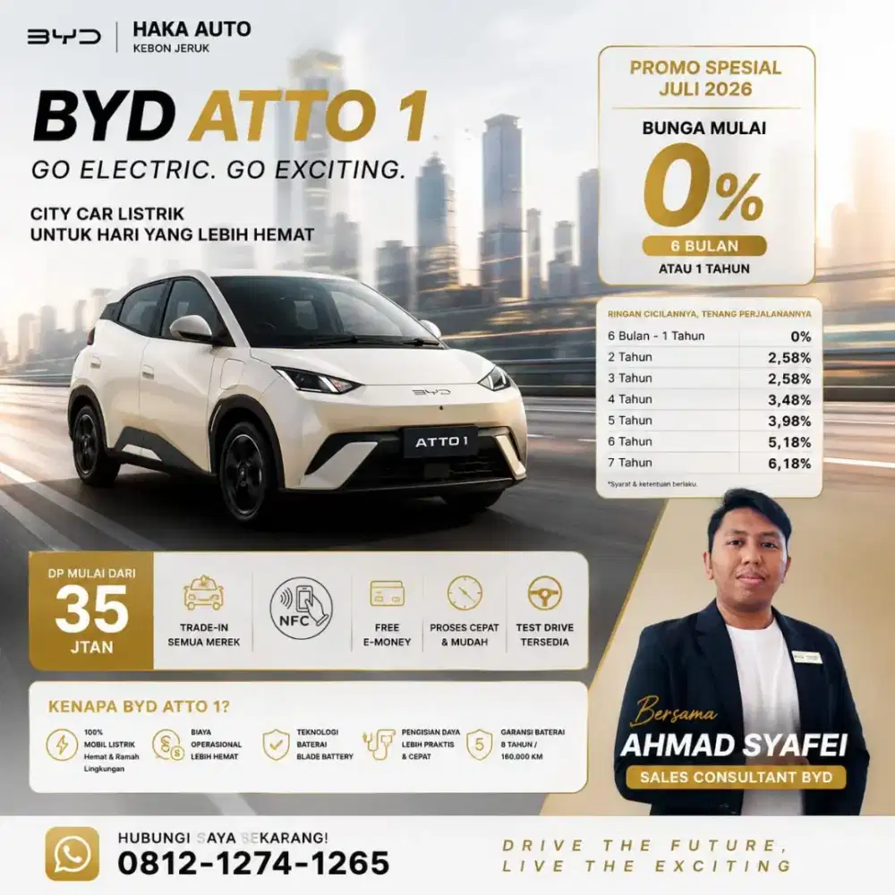 BYD ATTO 1 | Ready Stock | Promo Terbaru
