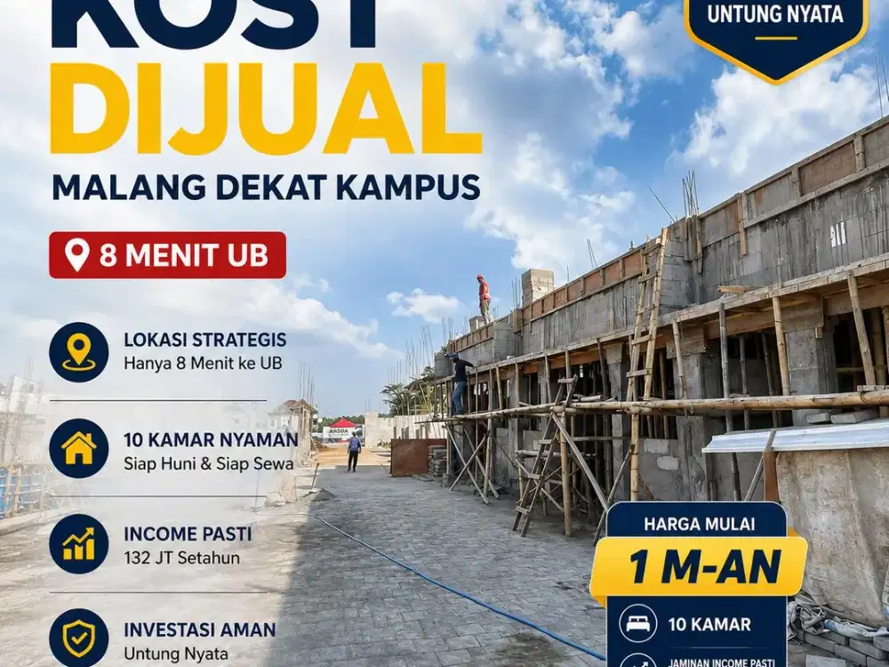 Kost 10 Kamar Dijual di Malang, Dekat Kampus UB