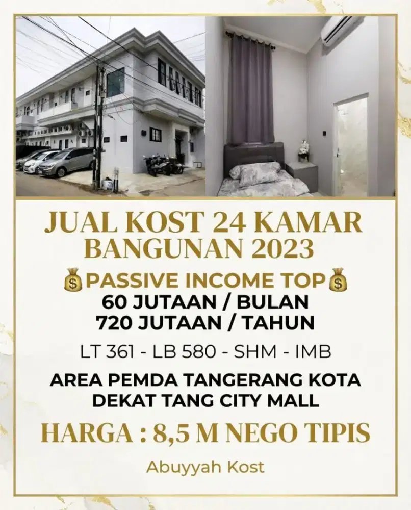 JUAL KOST KOSAN 24 KAMAR PLUS BONUS KANTOR DI TANG CITY TANGERANG KOTA