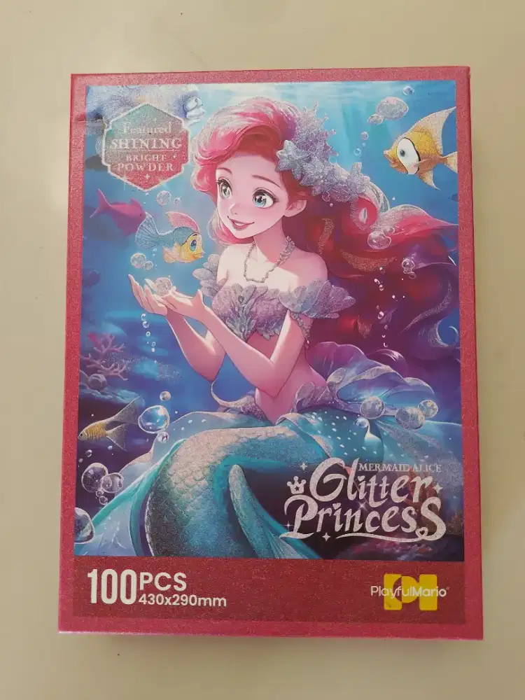 Puzzle Mainan Anak Kiddy Fun Glitter Princess Mermaid Alice