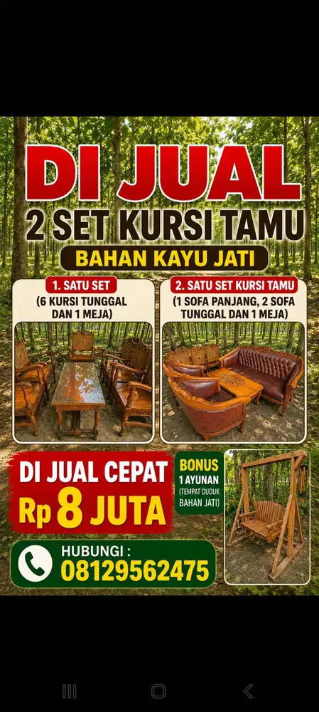 Kursi Tamu dari bahan kayu jati