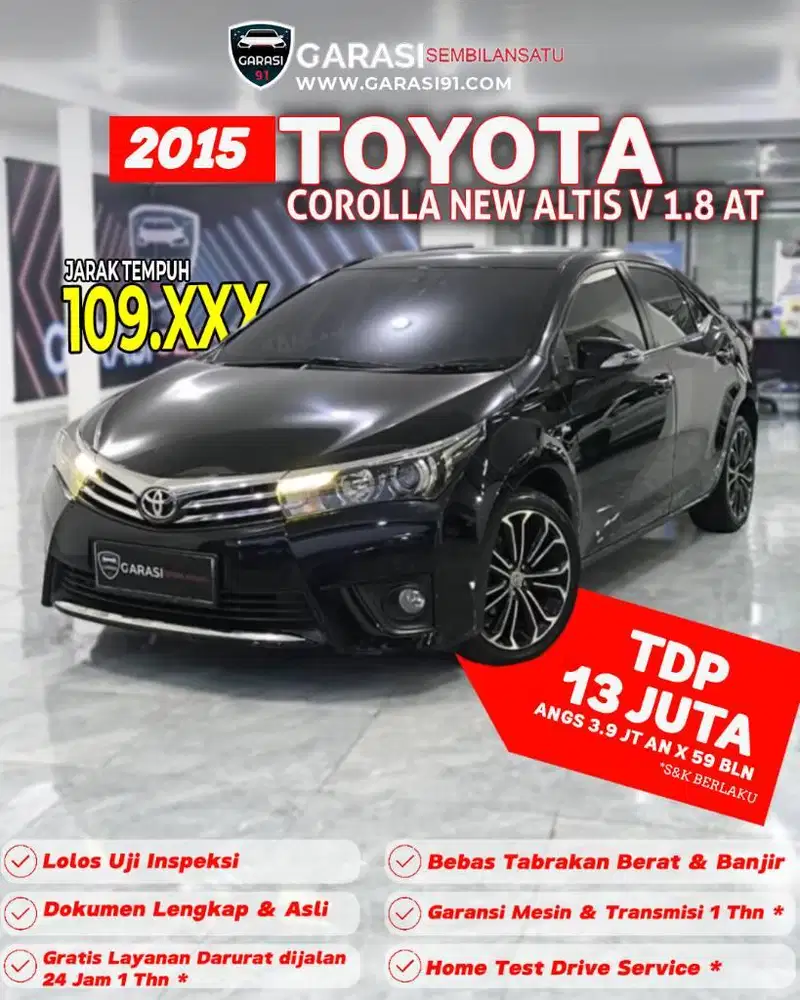 ‼️ TDP 12 JT Toyota New Corolla Altis V 1.8 AT 2015