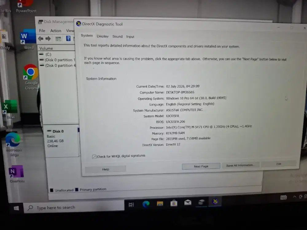 *No 68*

Laptop Asus Zenbook Ux305FA