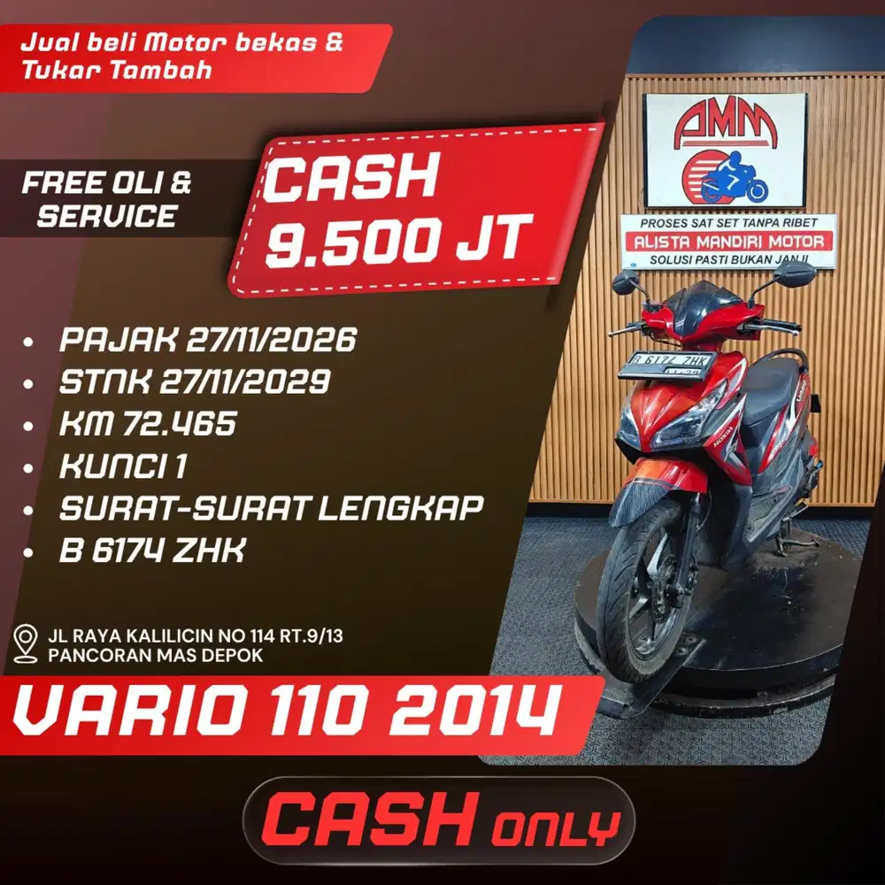 VARIO 110 TECHNO 2014 PAJAK HIDUP KREDIVO GOPAYLATER CASH ONLY ALISTA