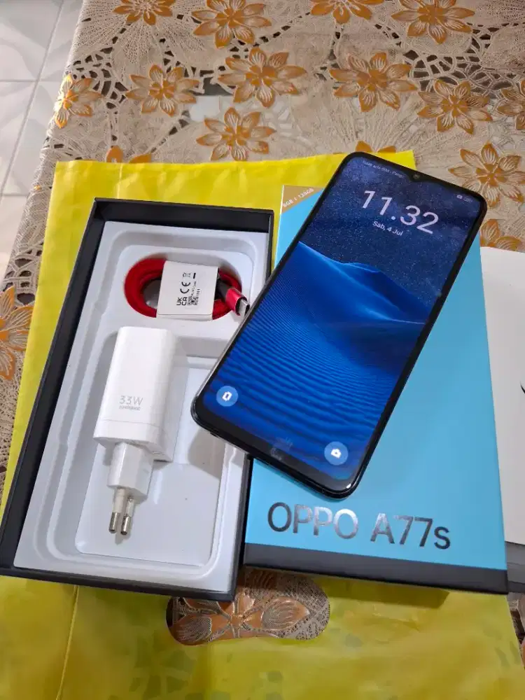 Oppo A77s Ram 8/128 Fullset original ex garansi resmi Mulus segel